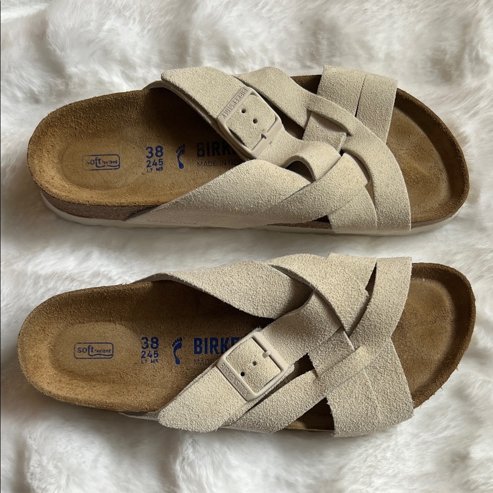 Birkenstock Cream Suede Sandals